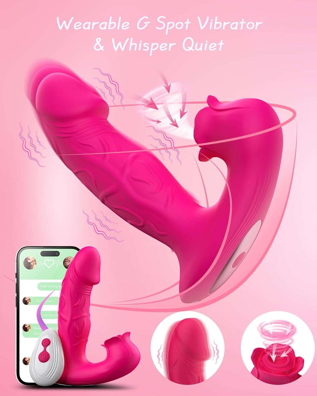 Remote Control Rose Clit Stimulation Dildo