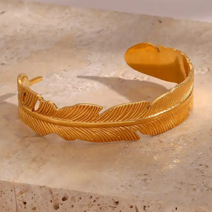 Elara - Leaf Bangle Bracelet