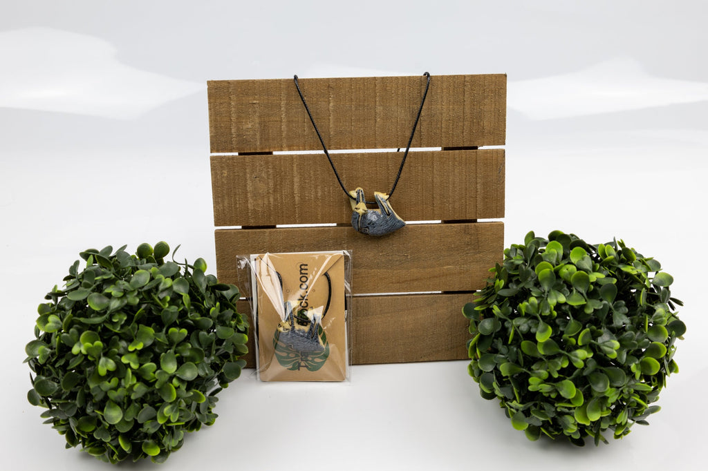 Grey Sloth Tagua Necklace