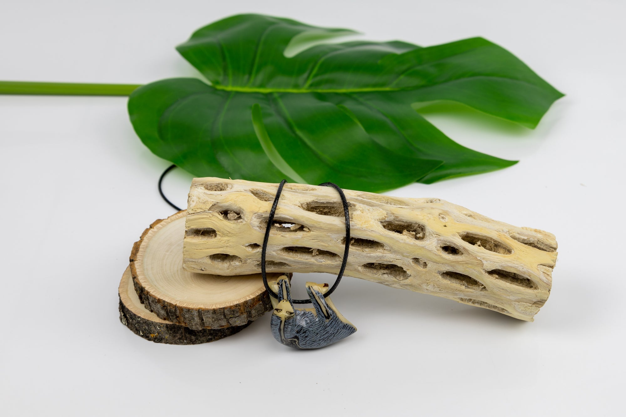 Grey Sloth Tagua Necklace
