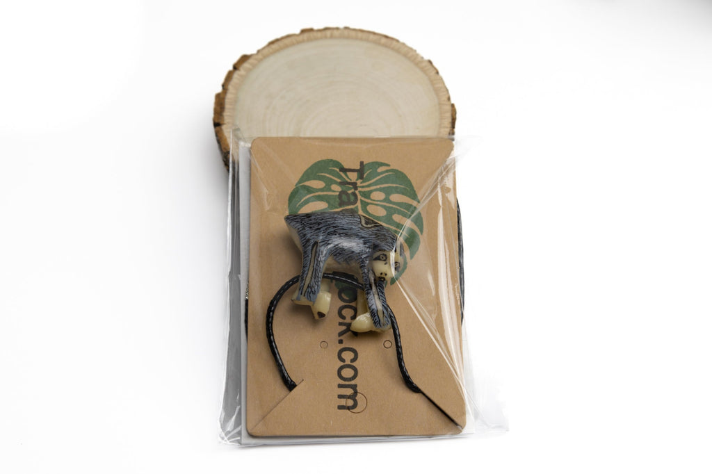 Grey Sloth Tagua Necklace