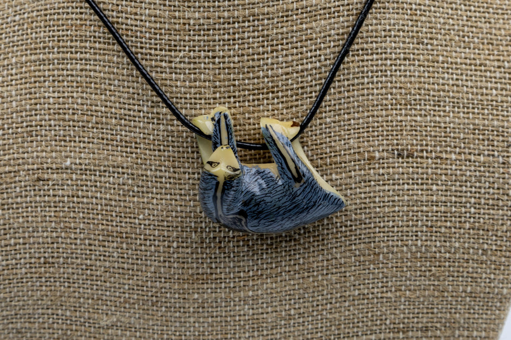 Grey Sloth Tagua Necklace