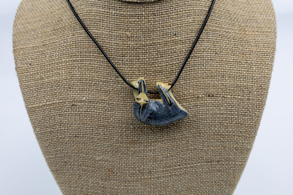 Grey Sloth Tagua Necklace