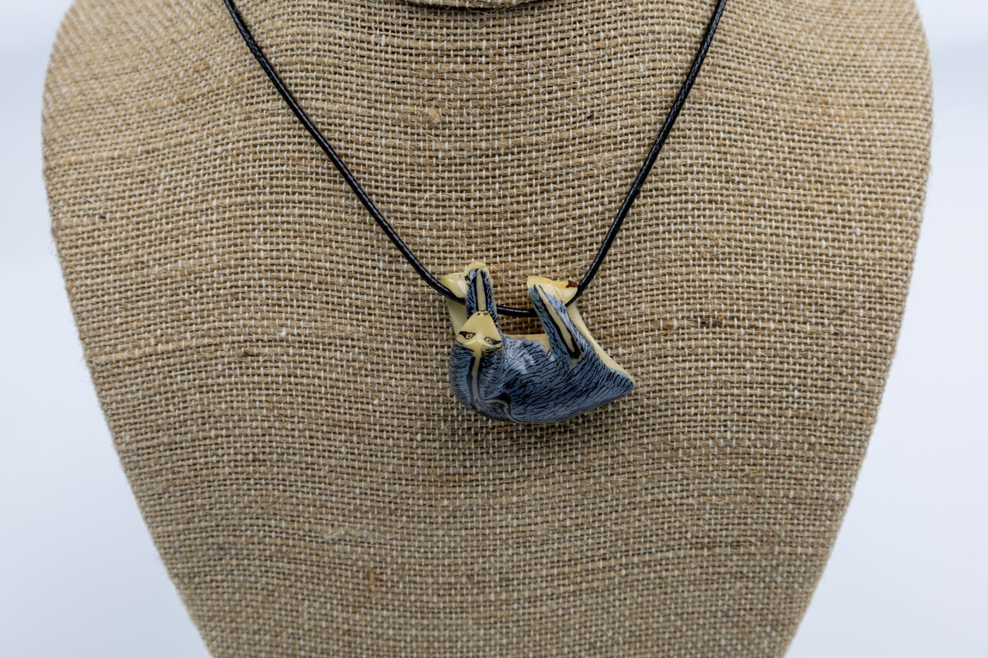 Grey Sloth Tagua Necklace
