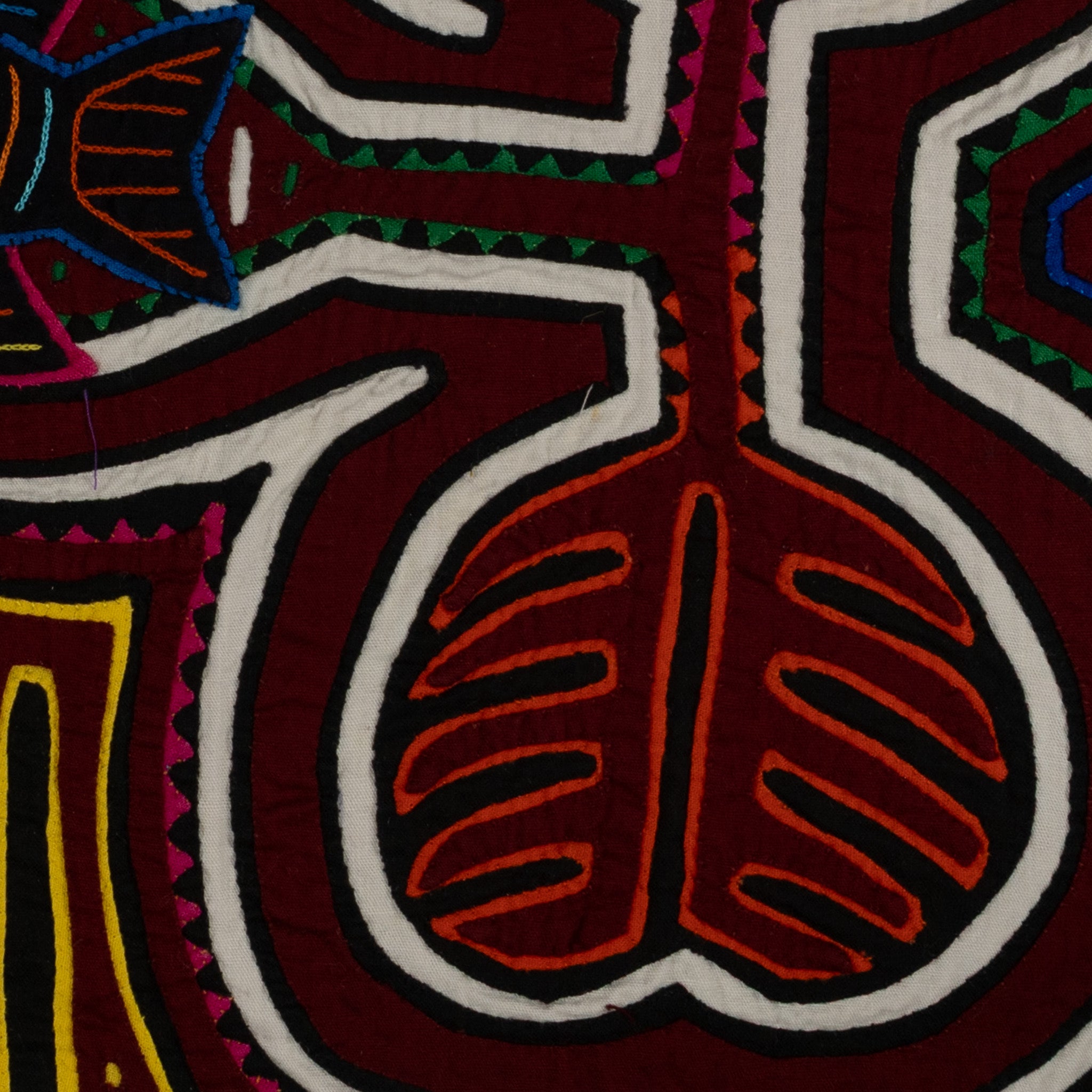 Traditional Maroon And White Autumn Leaf With Fish Mola