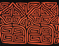 Traditional Black And Neon Orange Classic Design Mola