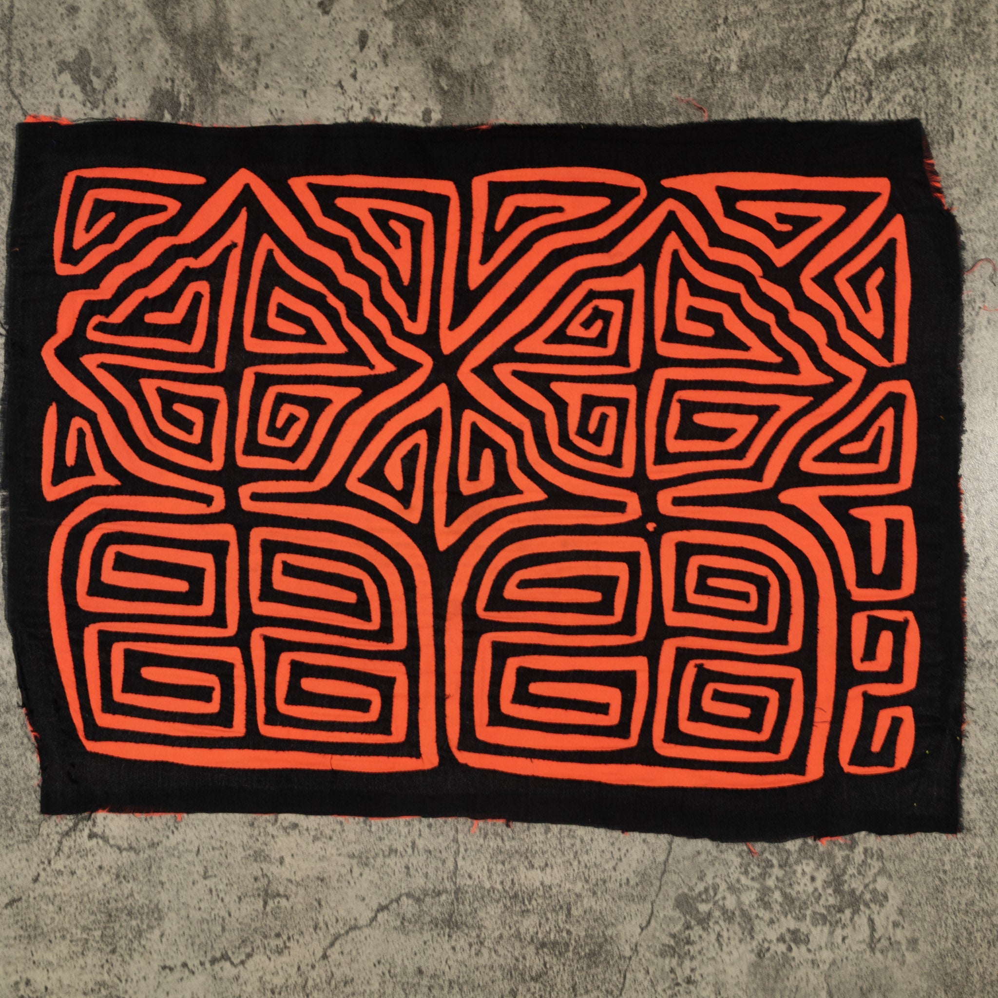 Traditional Black And Neon Orange Classic Design Mola