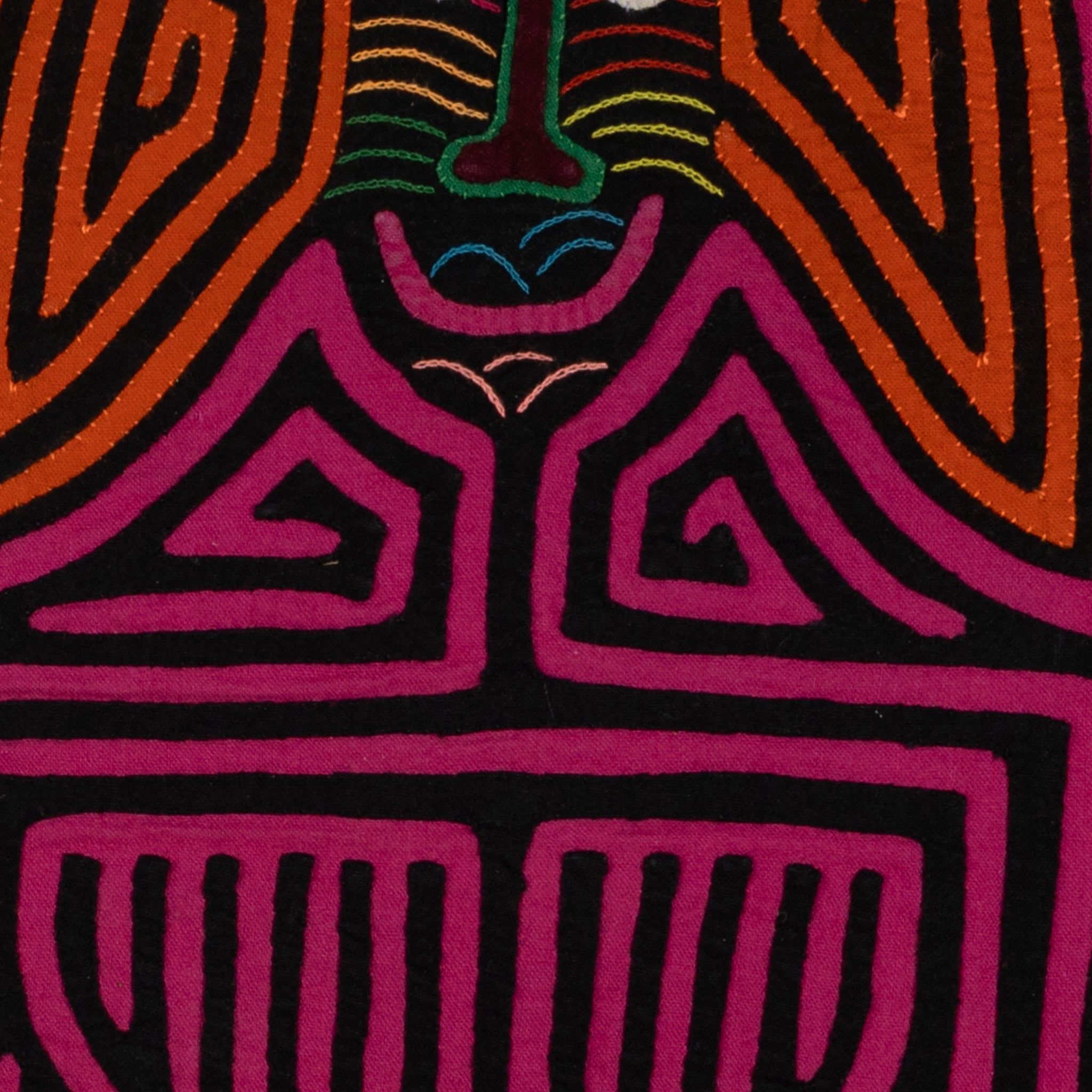 Traditional Pink And Black Twin Sister Mola