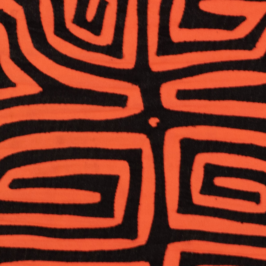 Traditional Black And Neon Orange Classic Design Mola