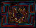 Traditional Black Orange And Blue Rooster Mola