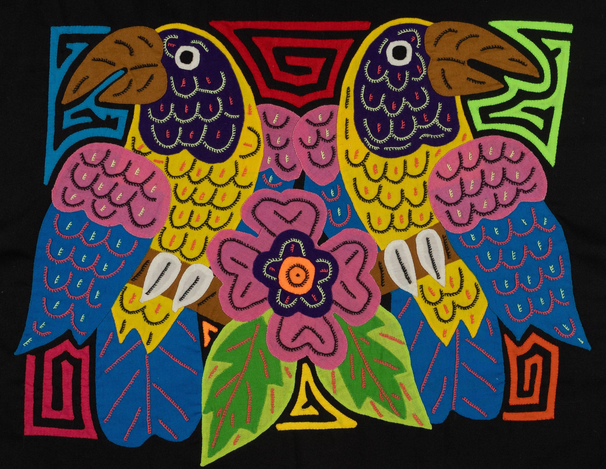 Fantasy Pink Yellow And Blue Two Toucan Parrot Bird Mola