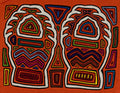Traditional Orange And White Flaming Basket Mola