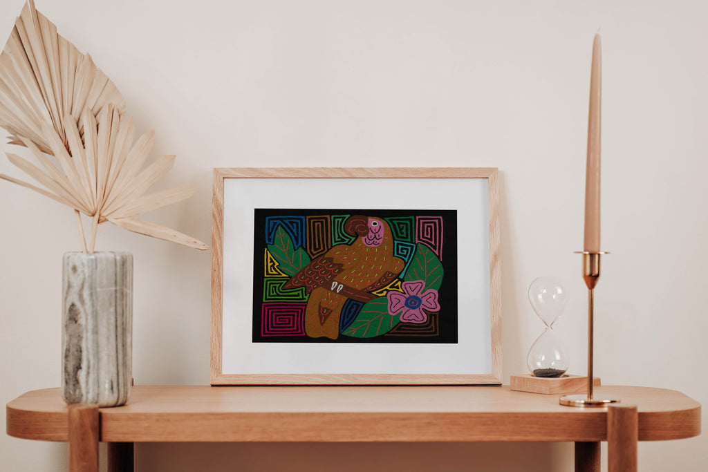 Fantasy Pink And Brown Parrot Bird Mola