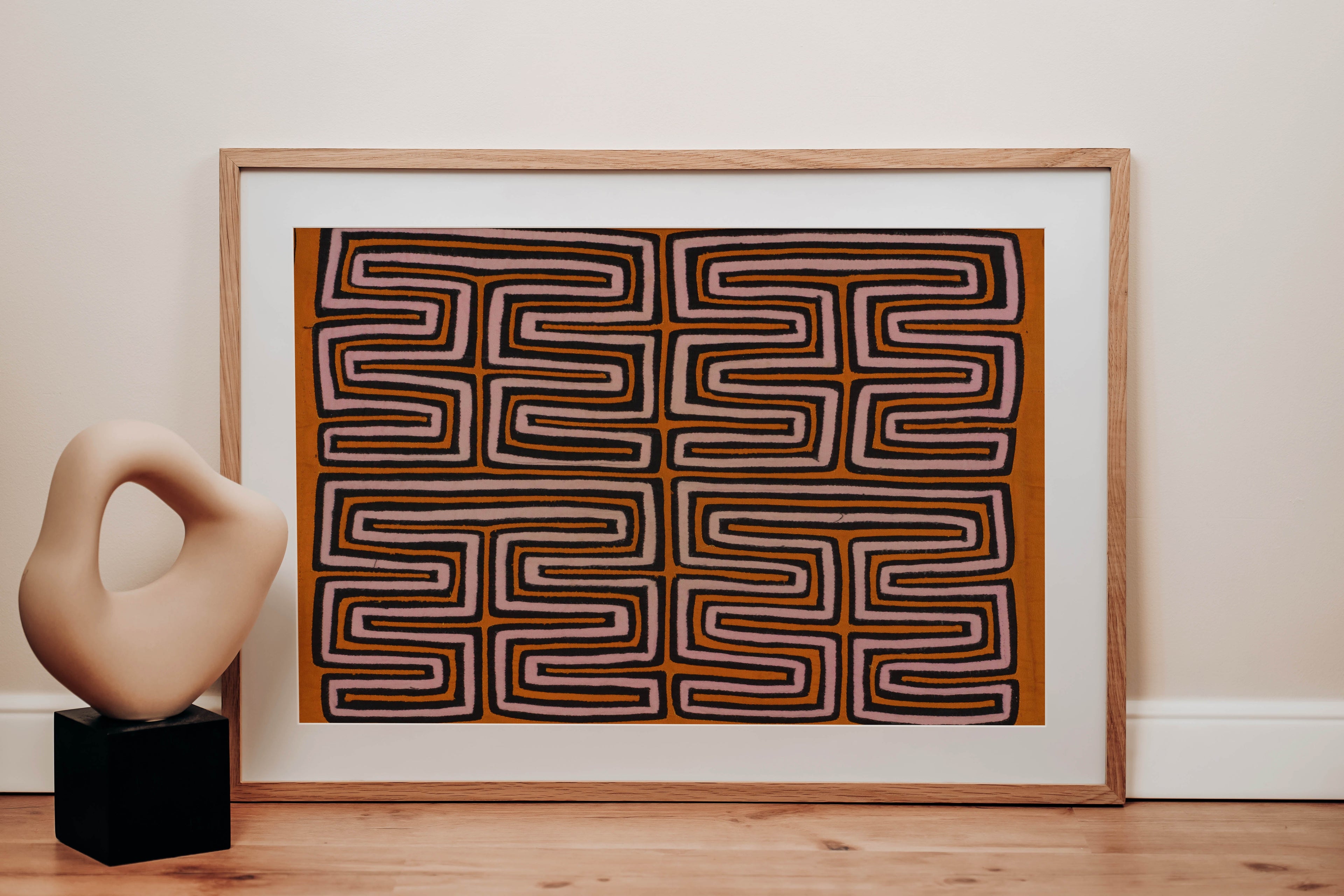 Traditional Orange Black And Cream Classic Design Mola