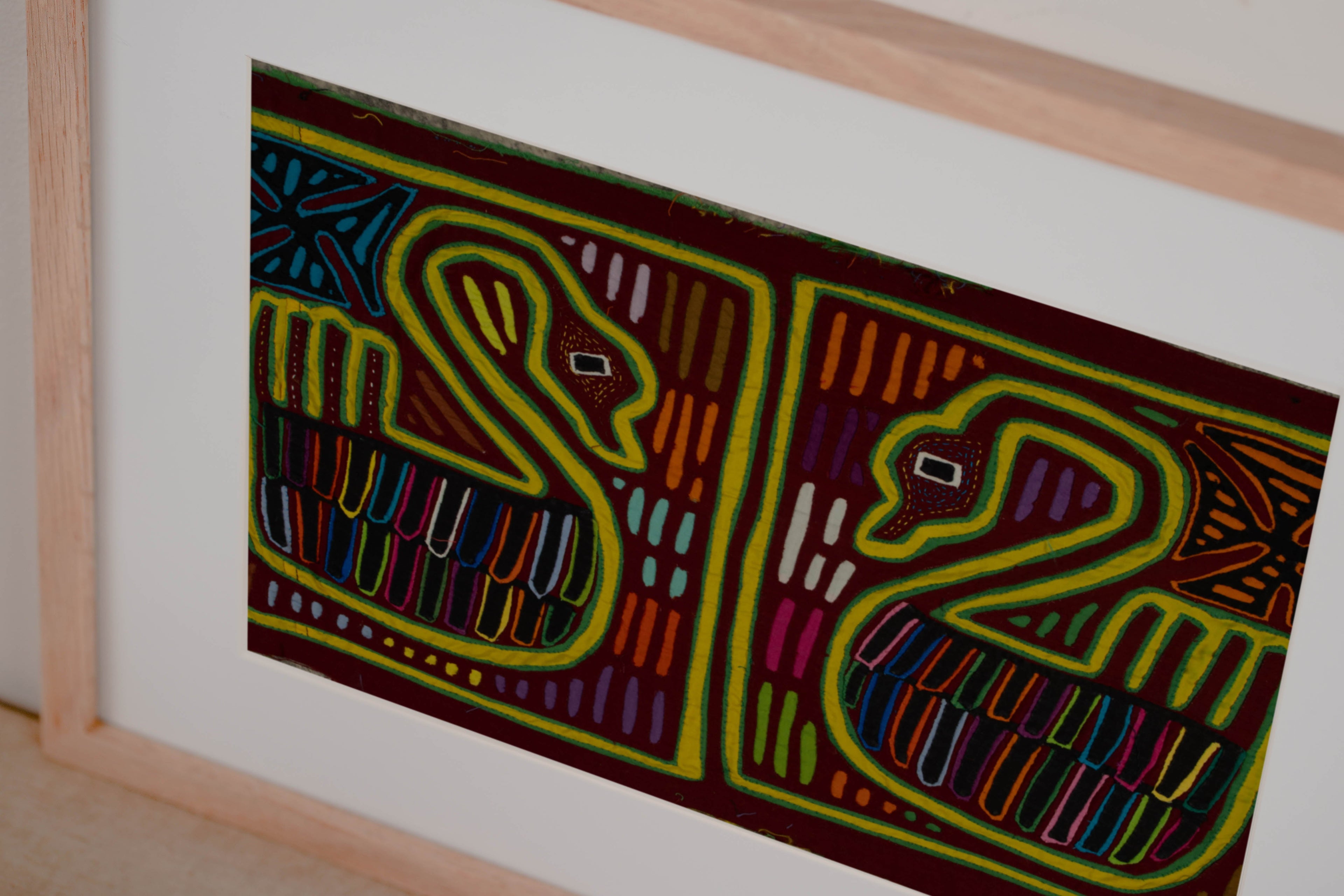 Traditional Maroon Yellow And Green Swan Bird Mola