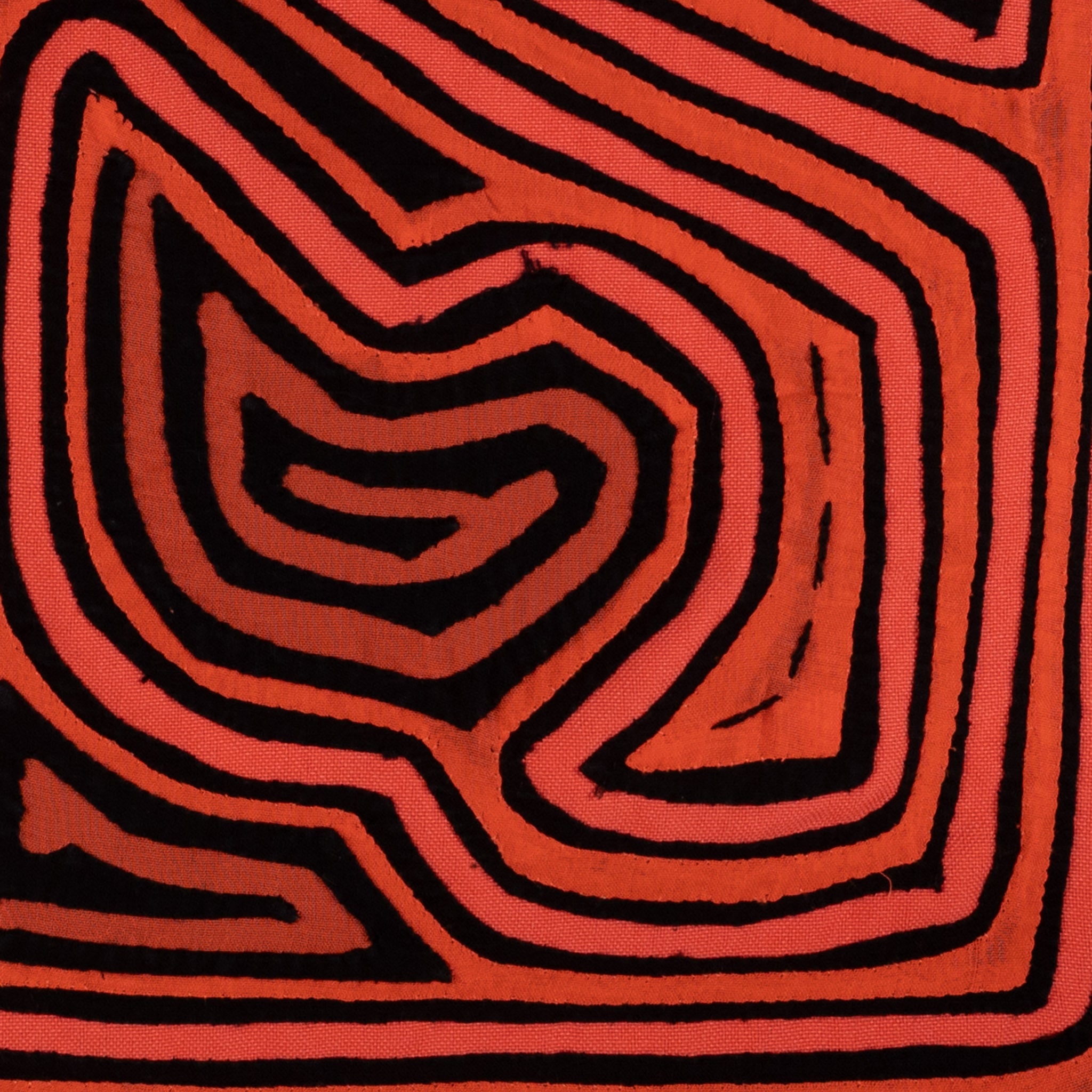 Classic Orange And Black Traditional Design Mola