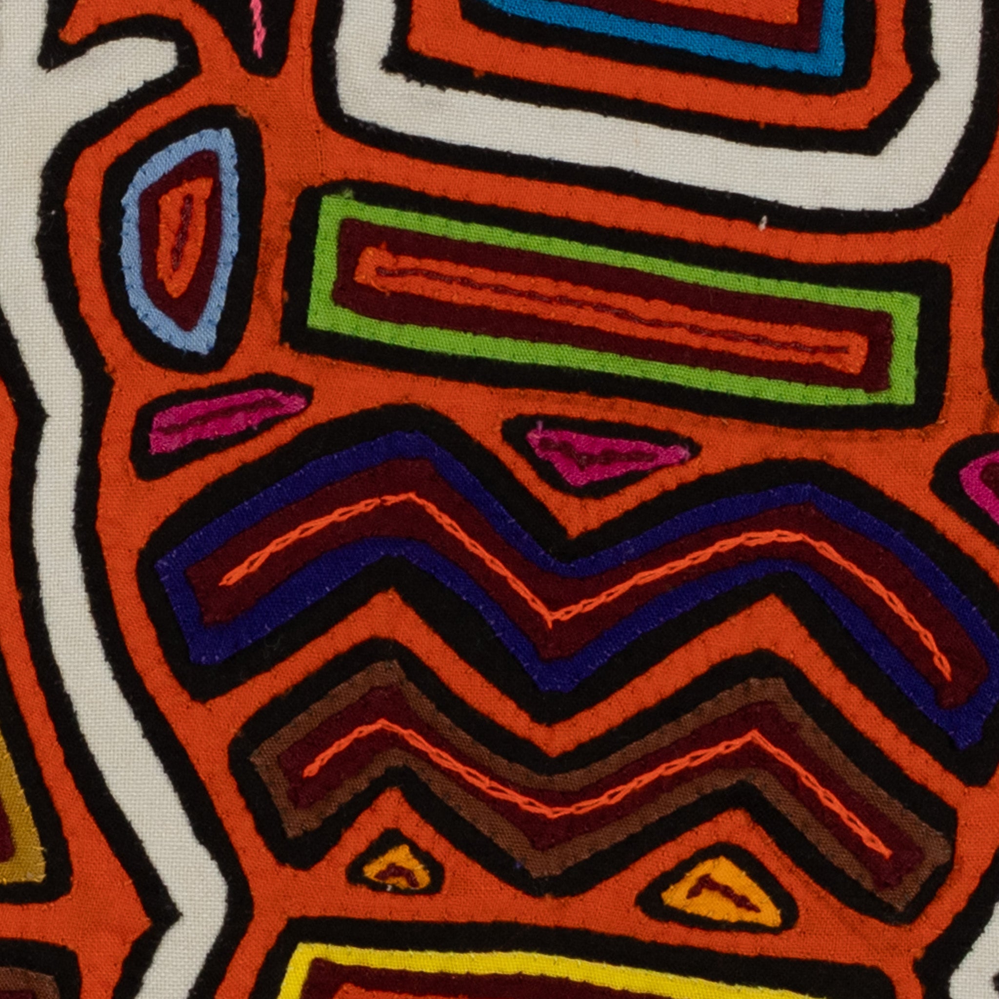 Traditional Orange And White Flaming Basket Mola