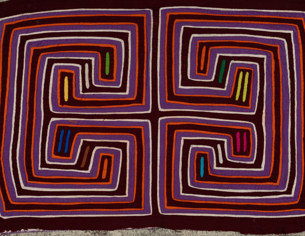 Traditional Purple Orange And White Classic Design Mola