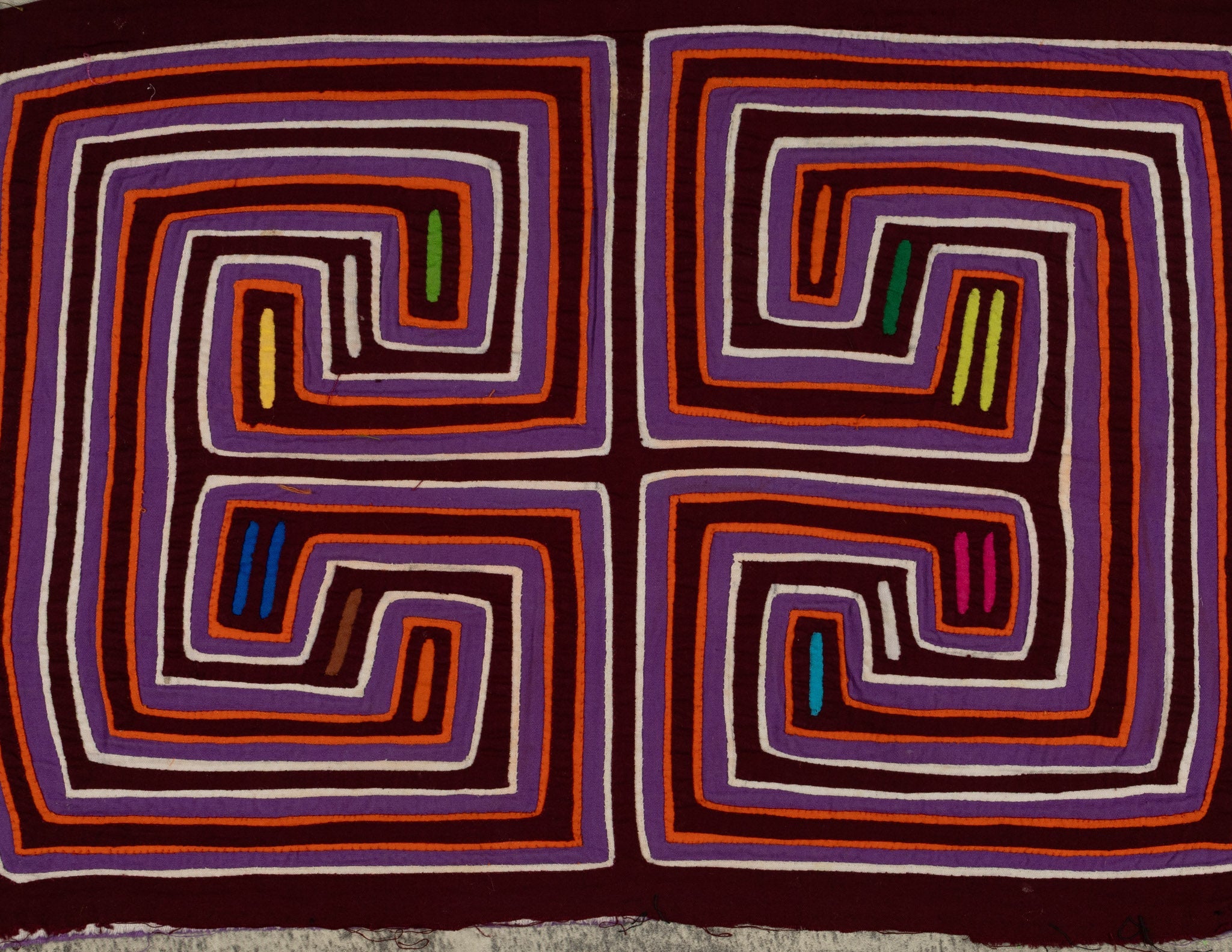 Traditional Purple Orange And White Classic Design Mola