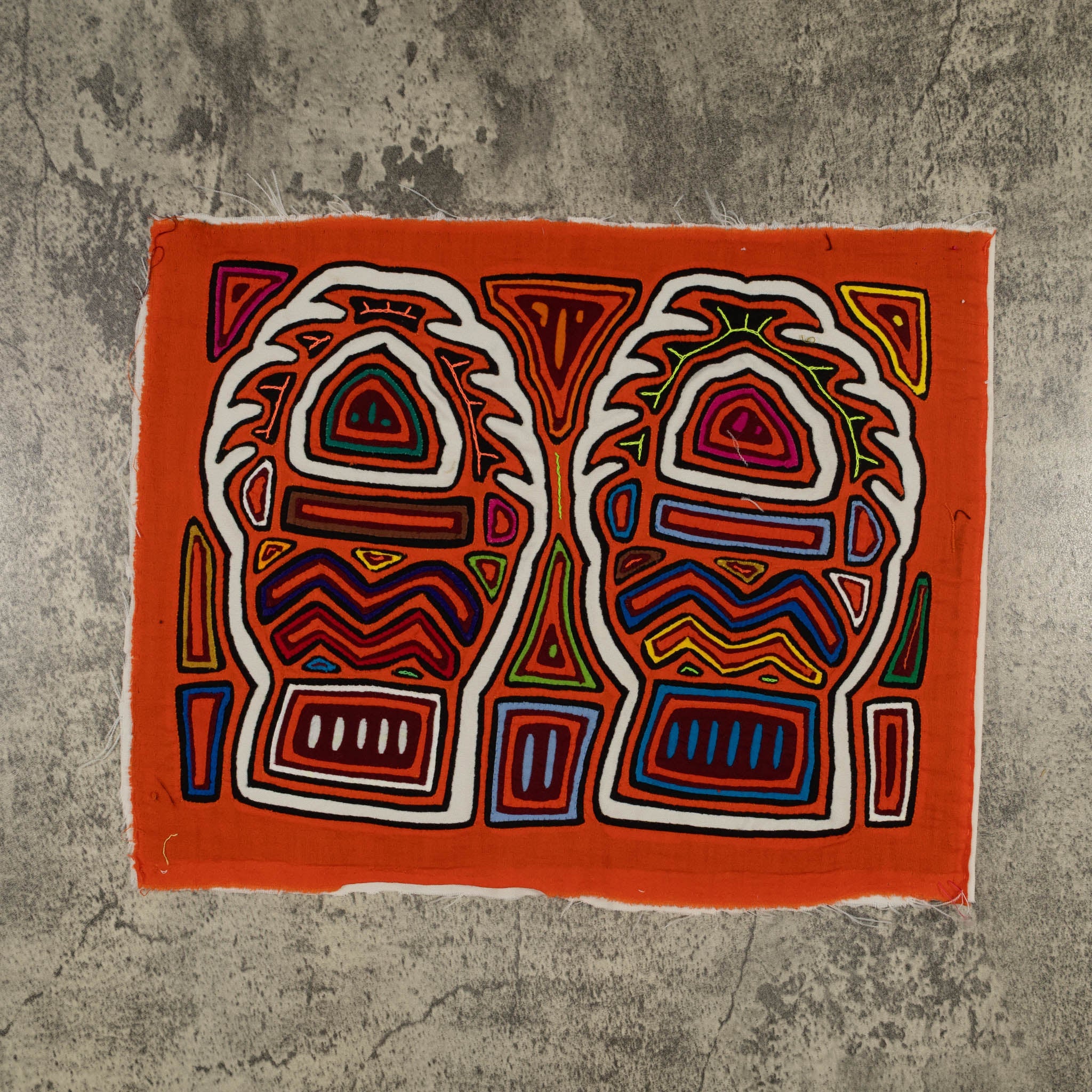 Traditional Orange And White Blazing Basket Mola