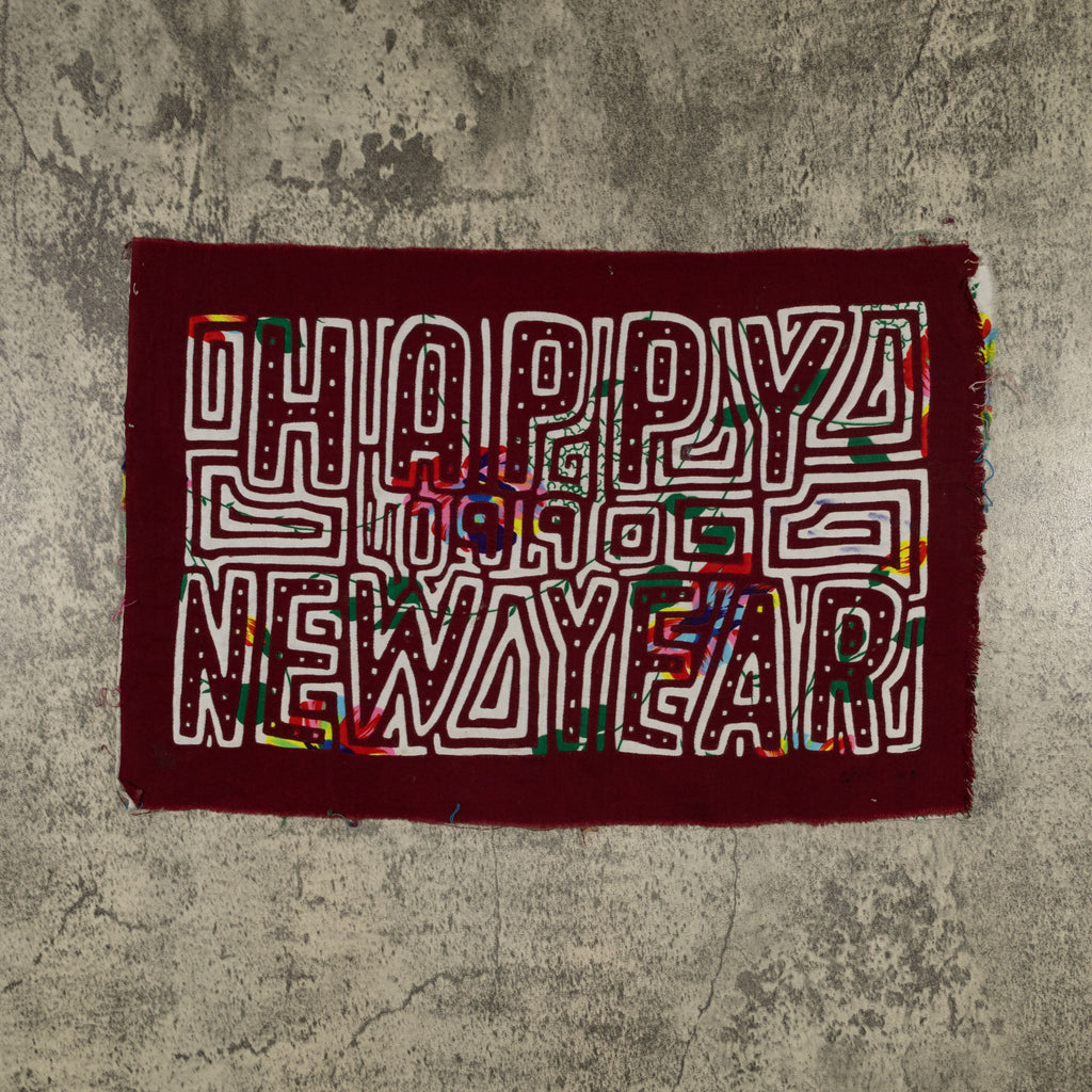 Vintage Red And White Happy New Year Mola
