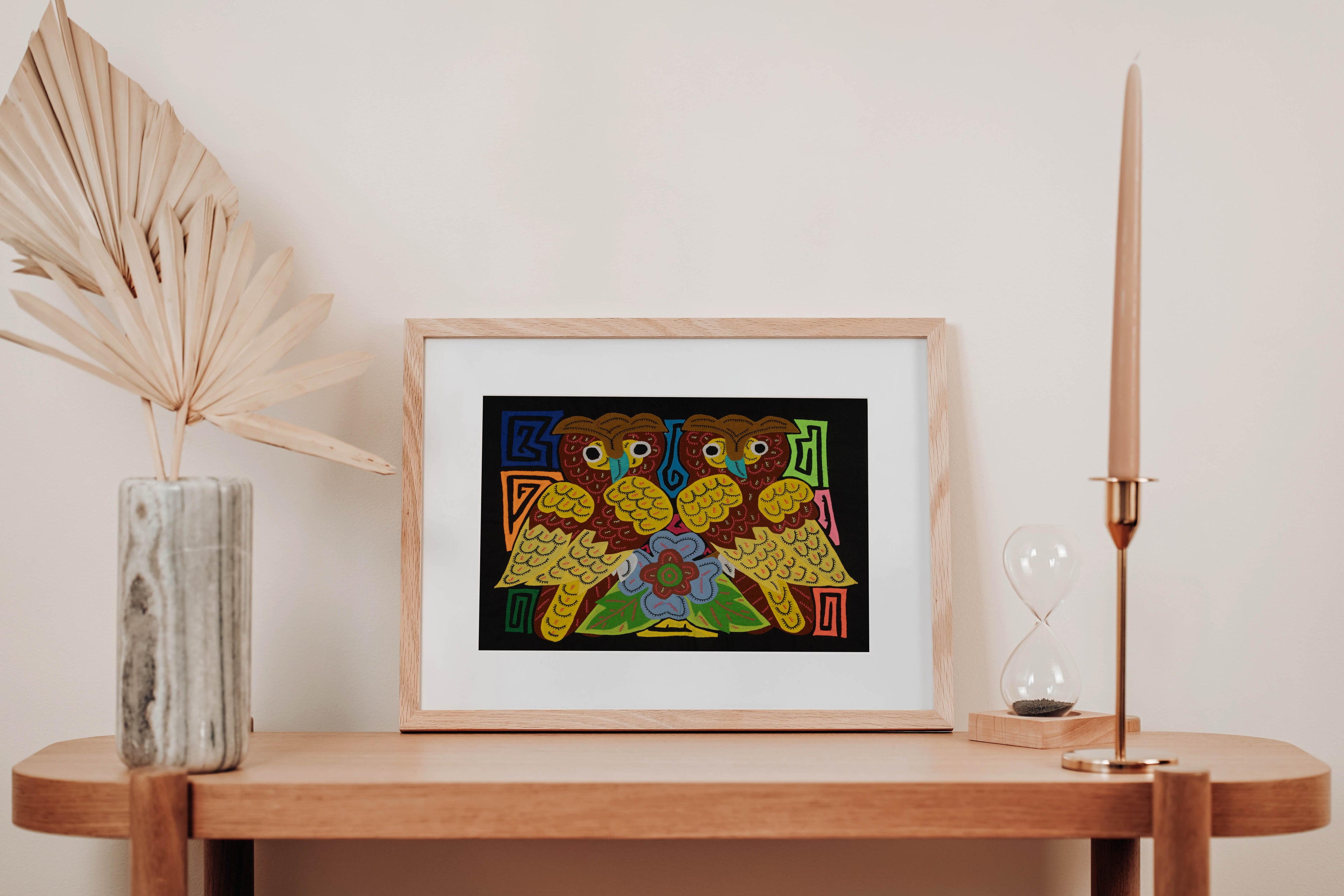 Fantasy Brown And Yellow Two Owl Bird Mola