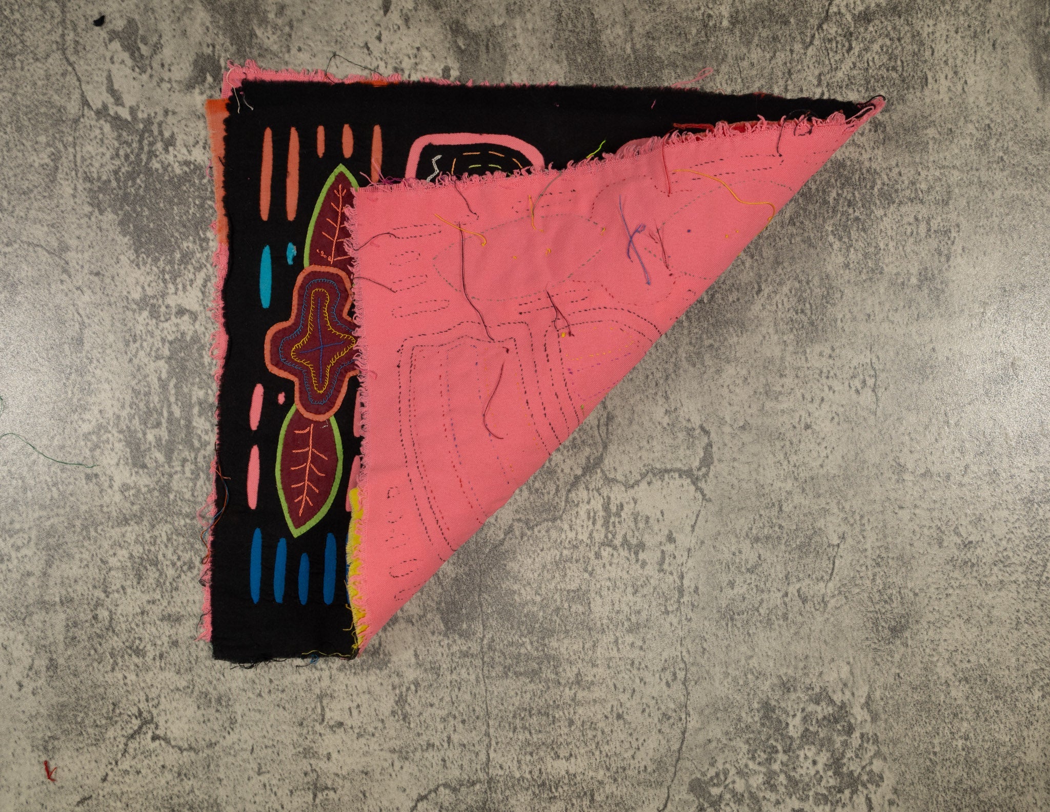 Traditional Pink And Black Parrot Bird Mola