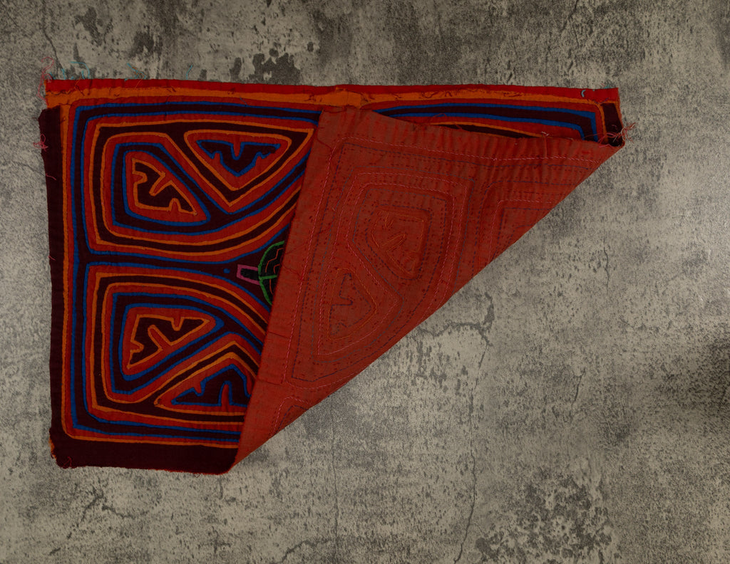 Vintage Orange And Blue Quirky Parrot Mola