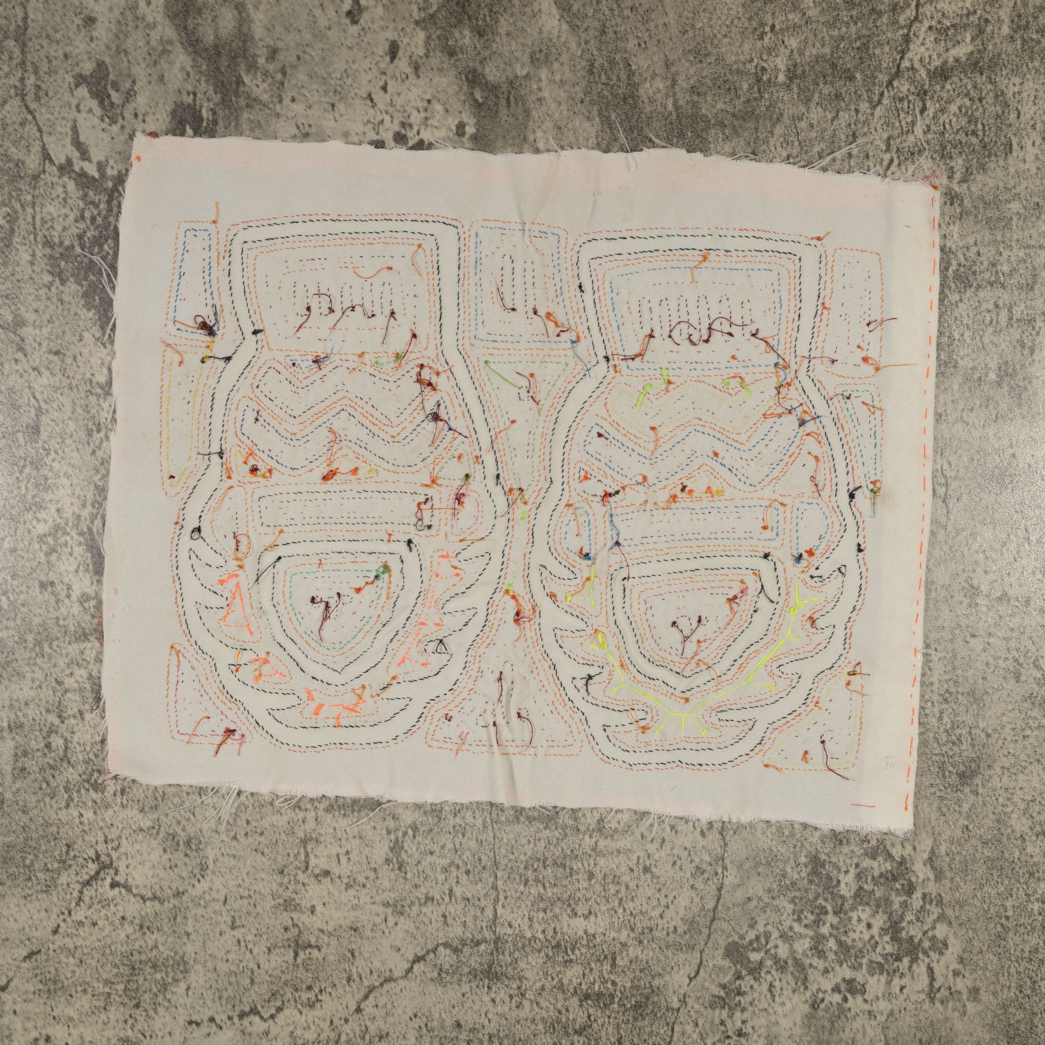 Traditional Orange And White Blazing Basket Mola