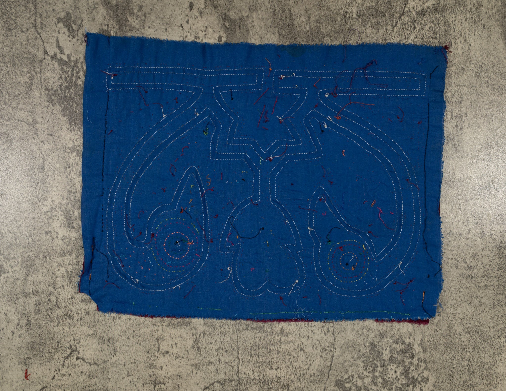 Traditional Burgundy Blue And White Coy Swan Mola