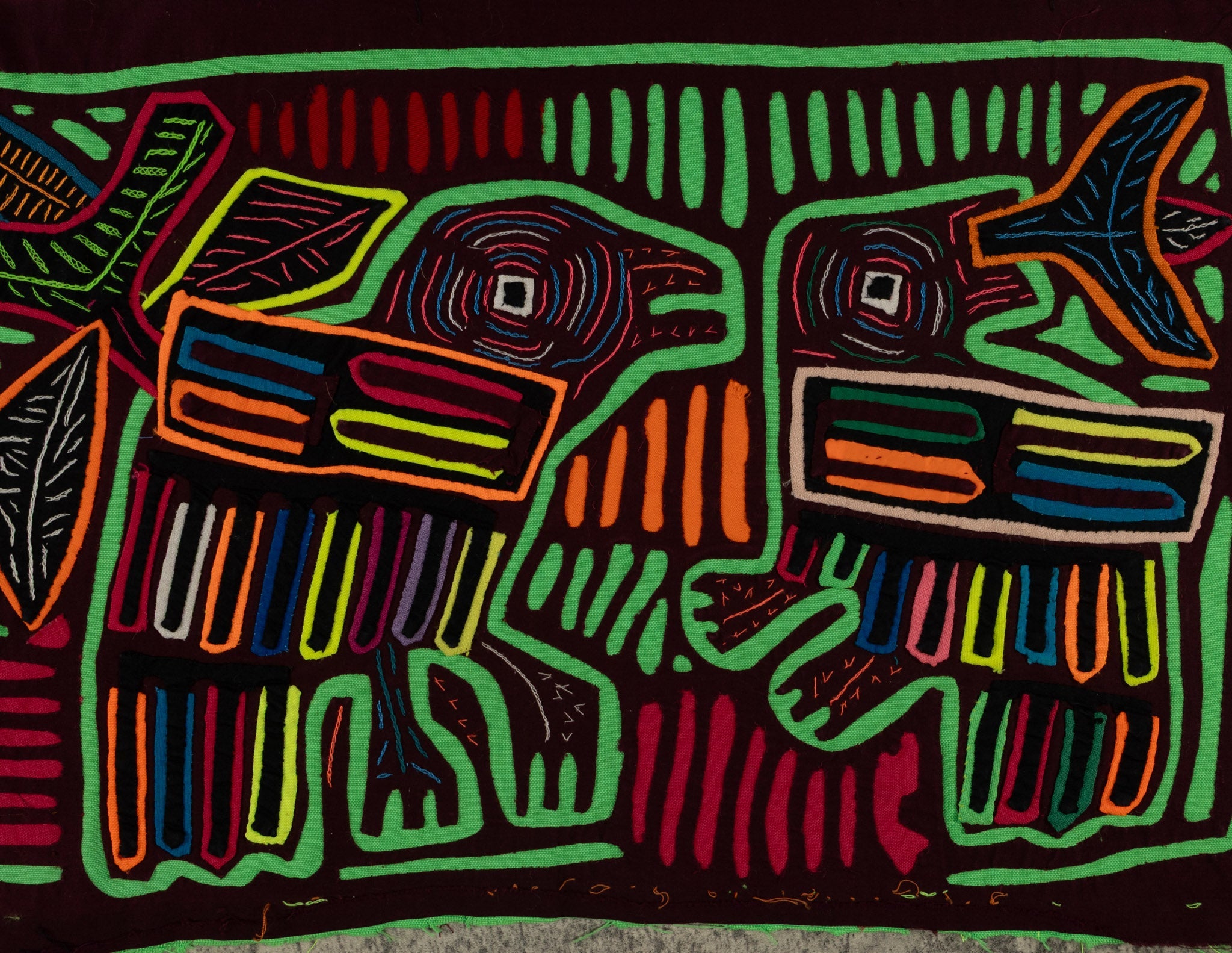 Burgundy And Green Mother And Son Mola