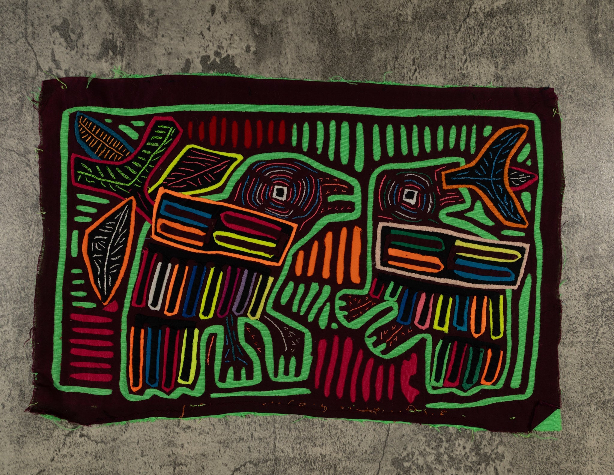 Burgundy And Green Mother And Son Mola