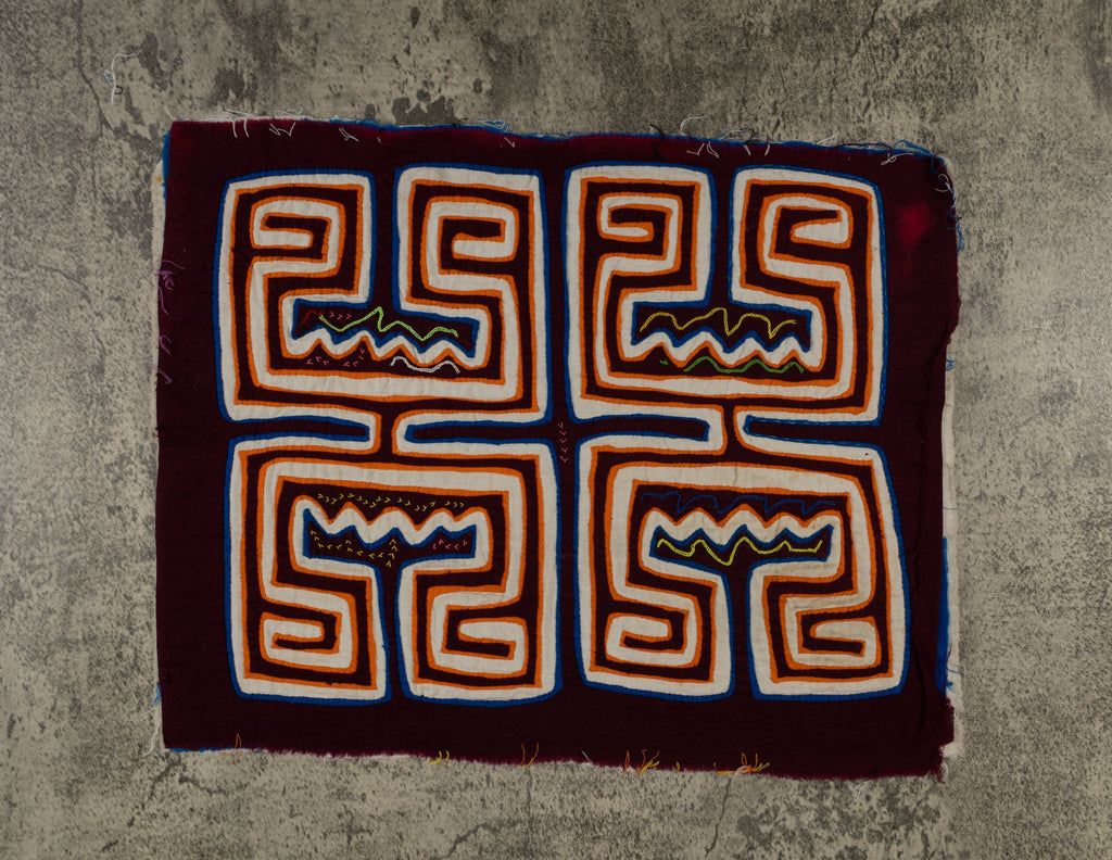 Maroon Orange And White Optical Illusion Mola