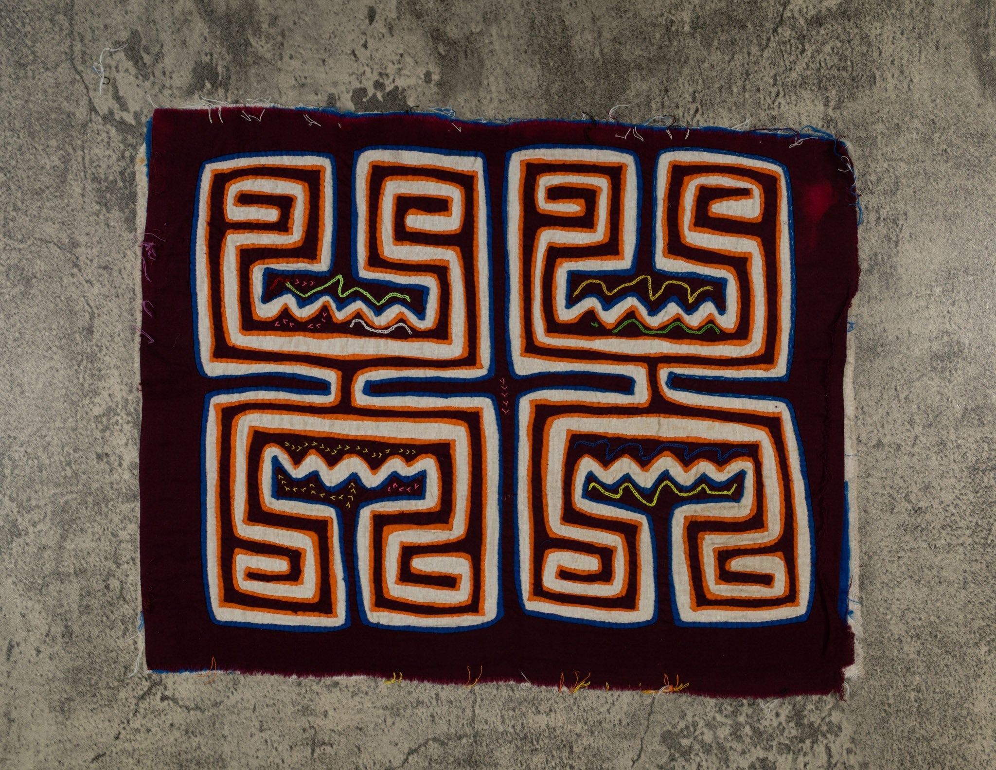 Maroon Orange And White Optical Illusion Mola