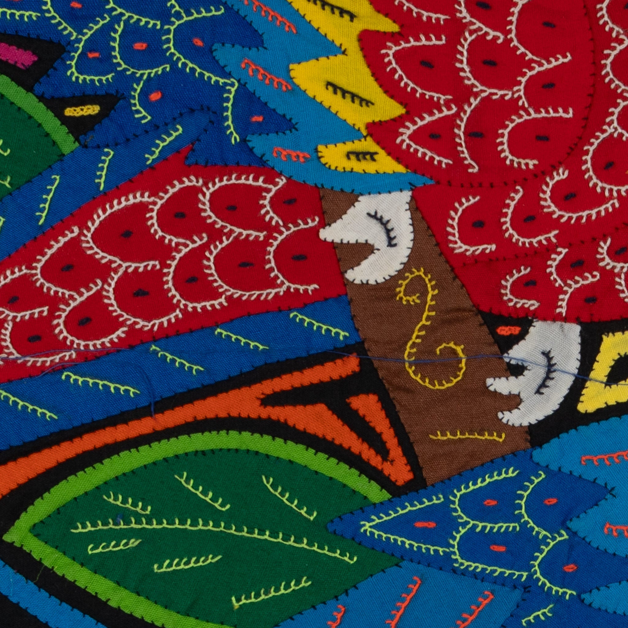 Fantasy Blue Red And Yellow Two Parrot Mola