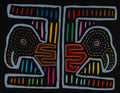 Traditional Black And Blue Bird Head Mola