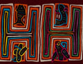 Traditional Orange White And Blue Fish And Bird Mola
