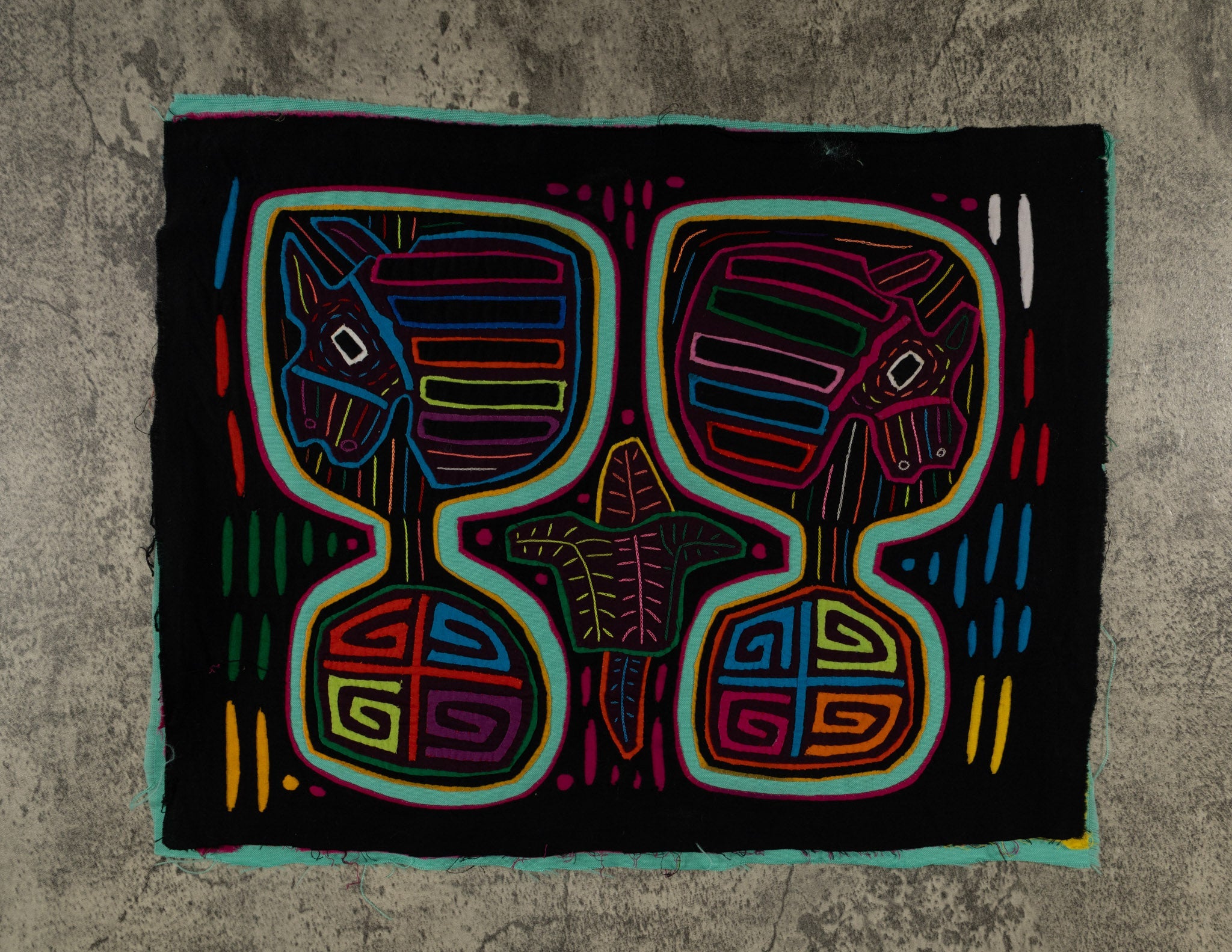 Multi-Color Puppy Dog In A Maraca Mola