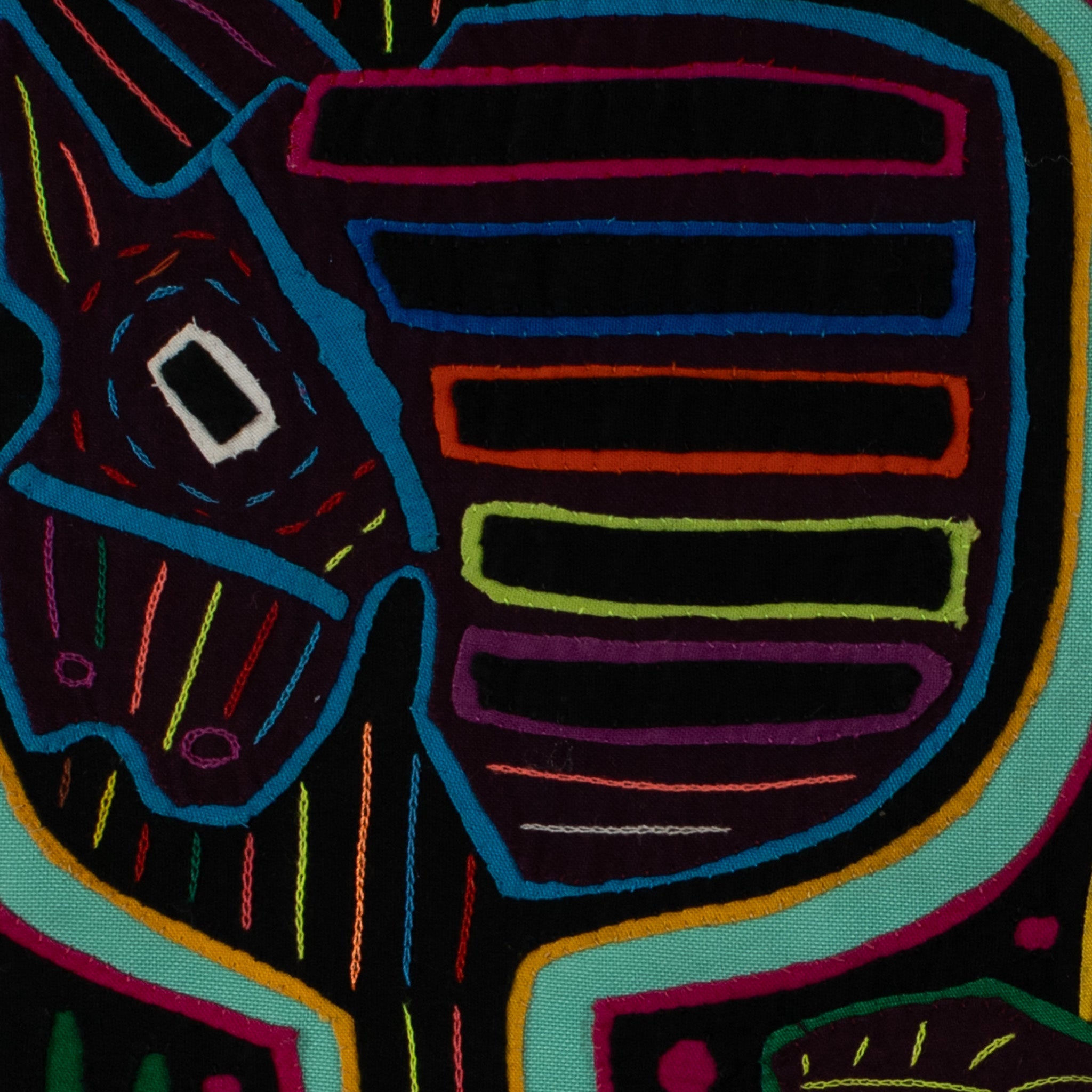 Multi-Color Puppy Dog In A Maraca Mola
