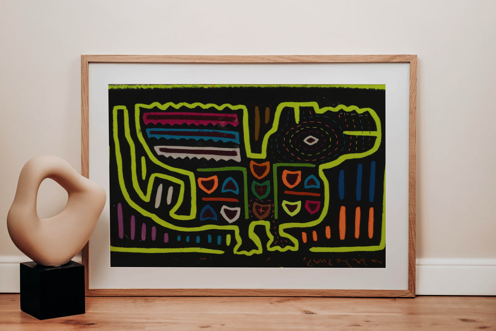 Black And Chartruce Jungle Critter Mola