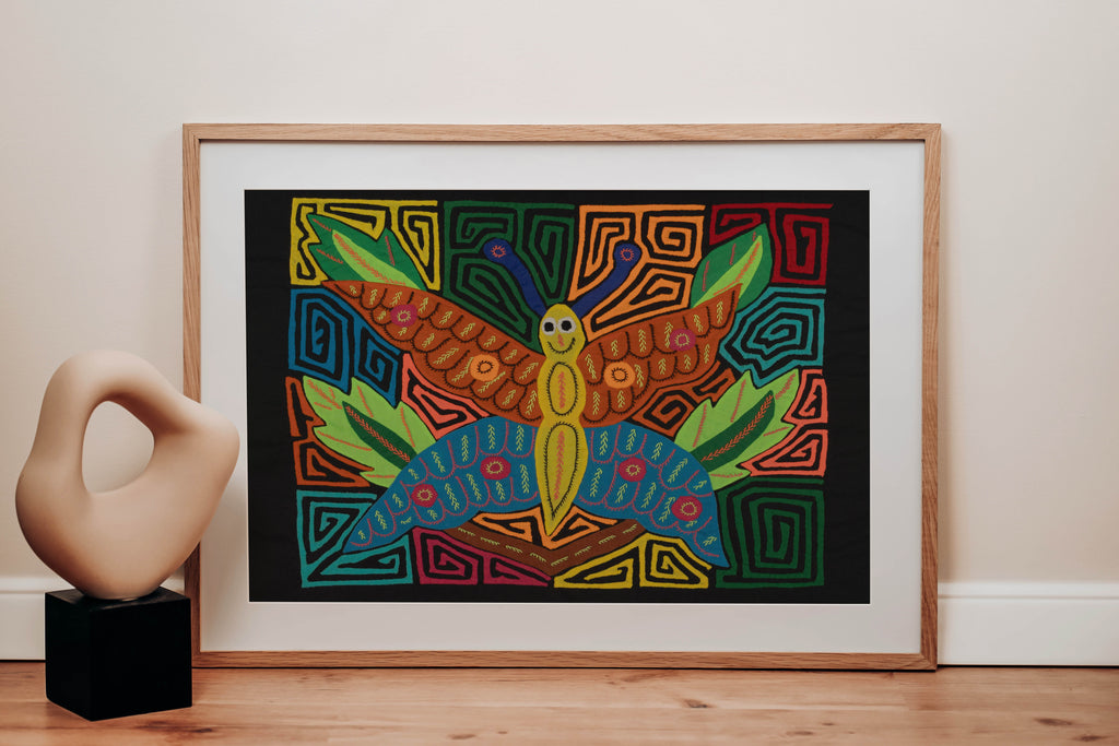 Fantasy Orange Blue And Yellow Jungle Butterfly Mola