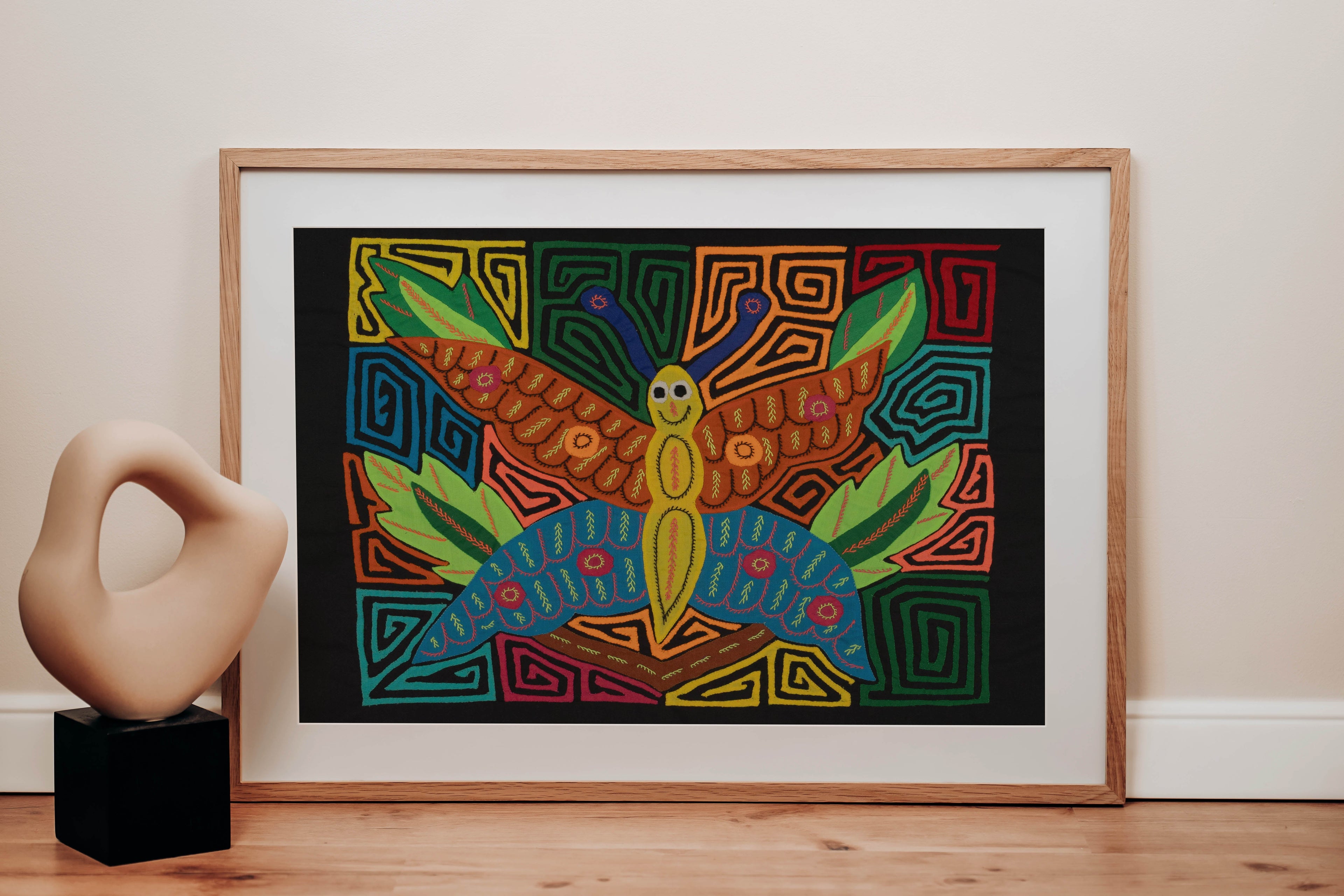 Fantasy Orange Blue And Yellow Jungle Butterfly Mola
