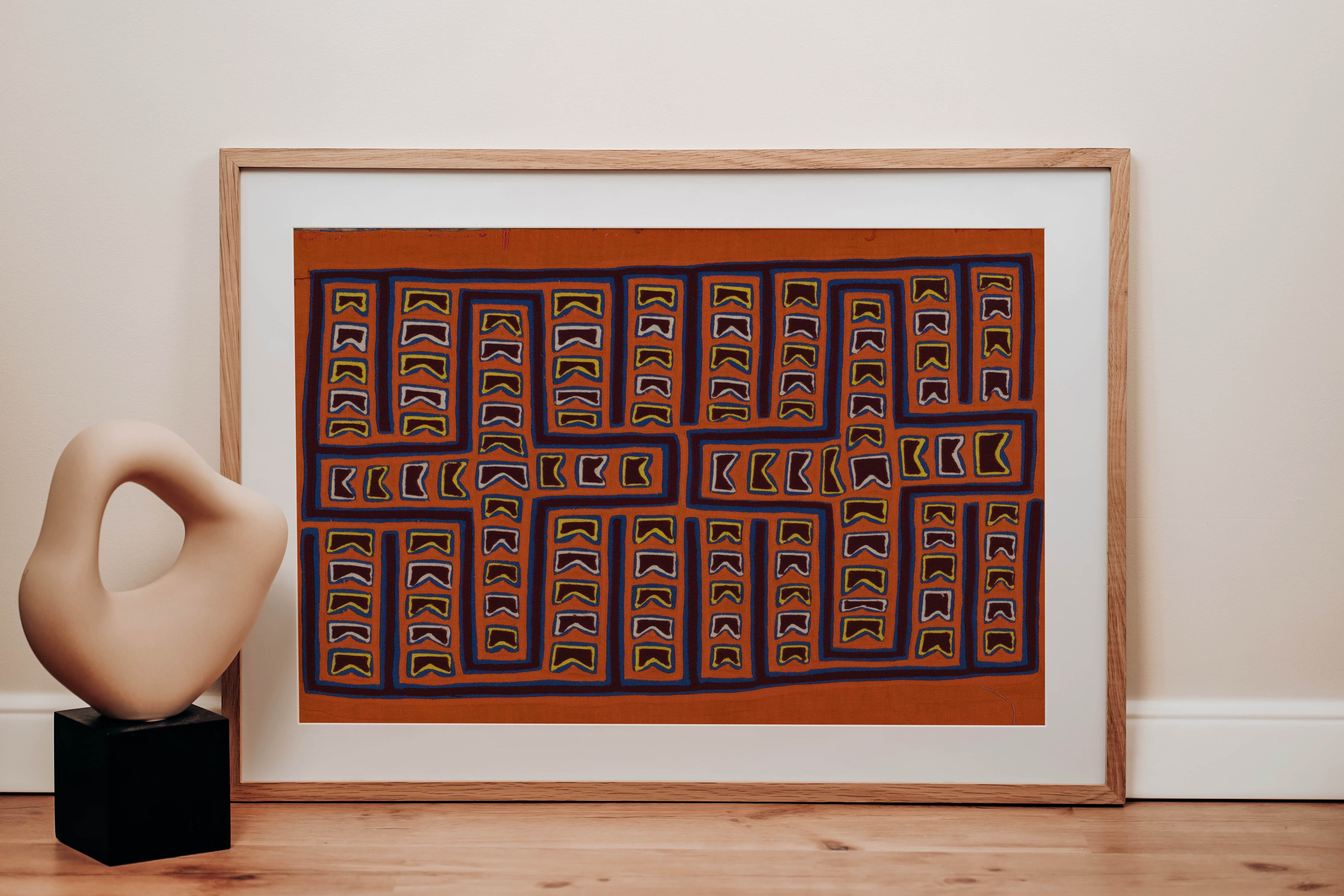 Traditional Orange Christian Cross Mola