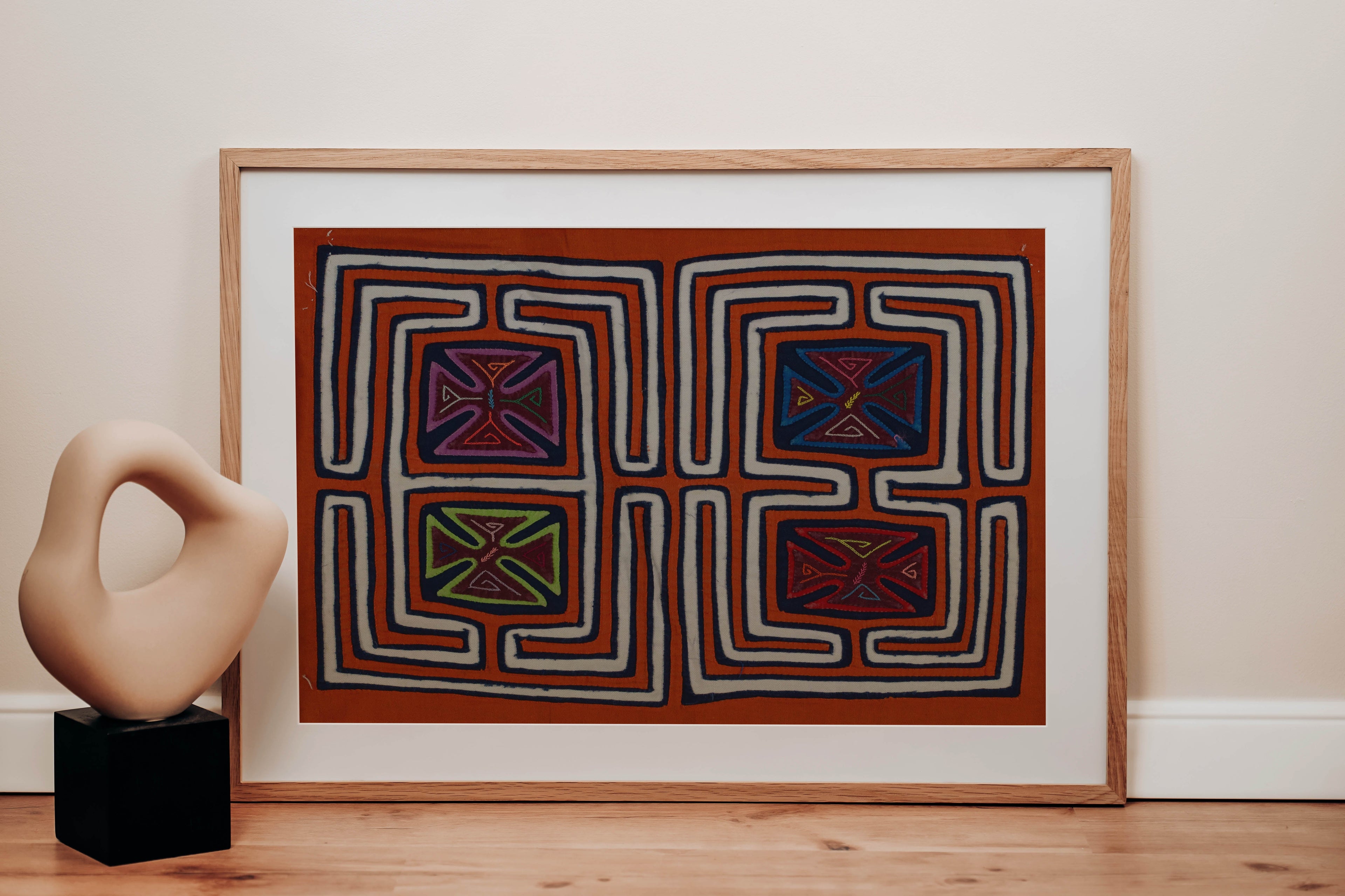 Orange And White Squares Of Life Mola