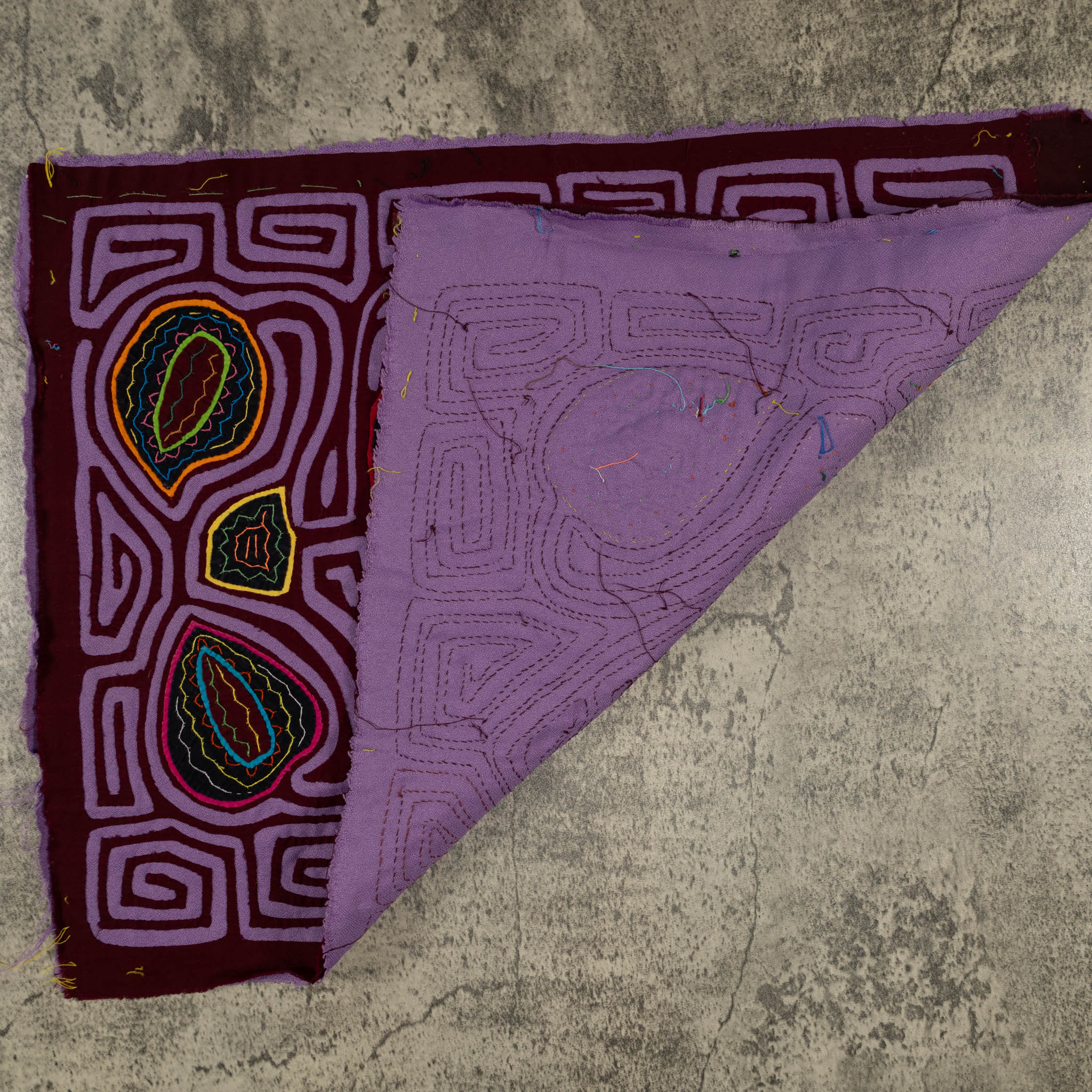 Traditional Purple On Purple Bird Mola