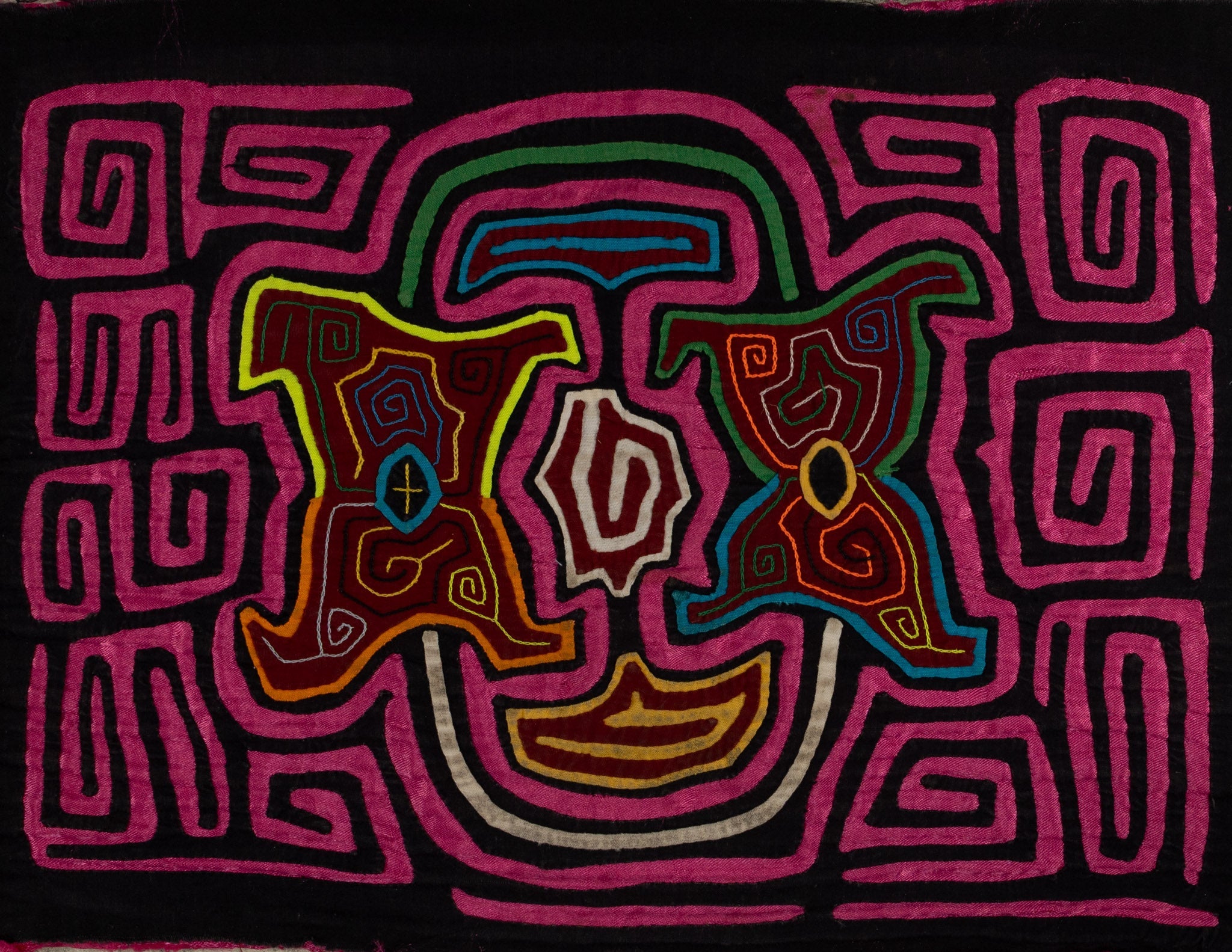 Traditional Hot Pink Floral Flower Mola