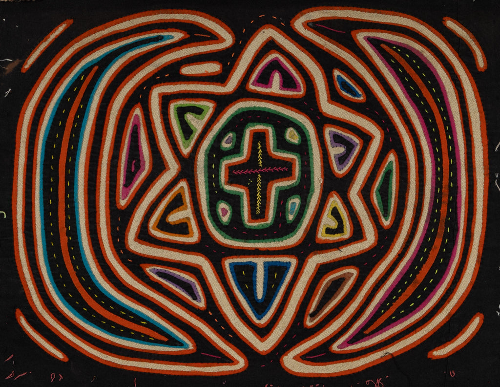 Traditional Black Orange And White Sun And Moon Mola