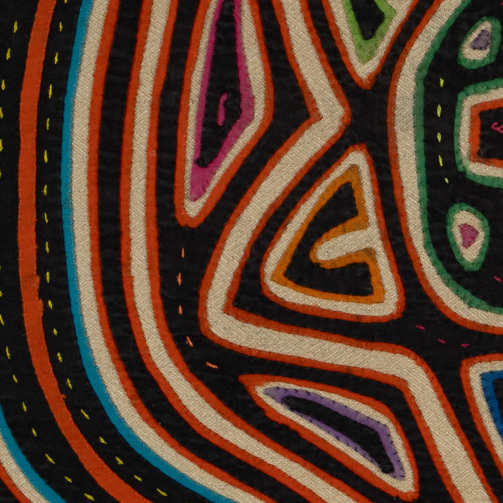 Traditional Black Orange And White Sun And Moon Mola
