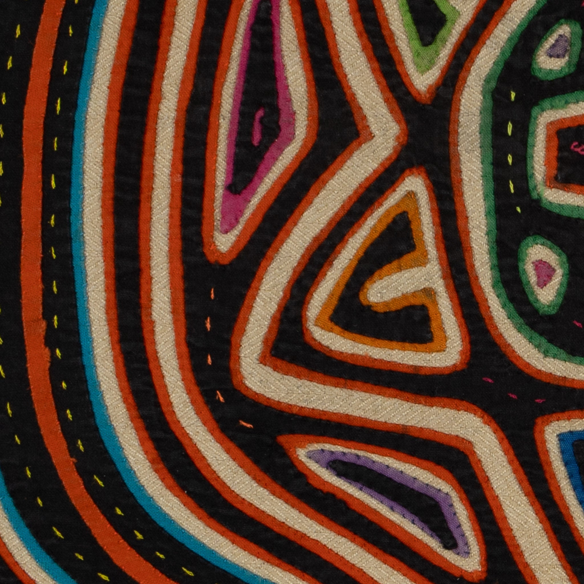 Traditional Black Orange And White Sun And Moon Mola