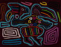 Classic Maroon And Turquoise Flying Witch Mola
